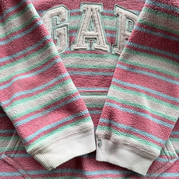 Gap Girls Pink Striped Fleece Pullover Sweatshirt Size 4-5 - Picture 4 of 5